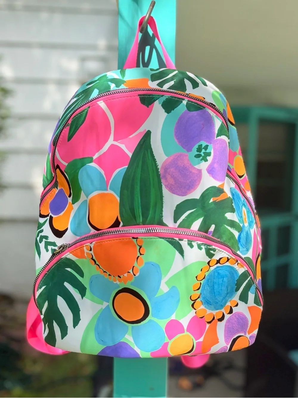 Retired: INC Modern Floral Backpack in Bold Neons, Pastels